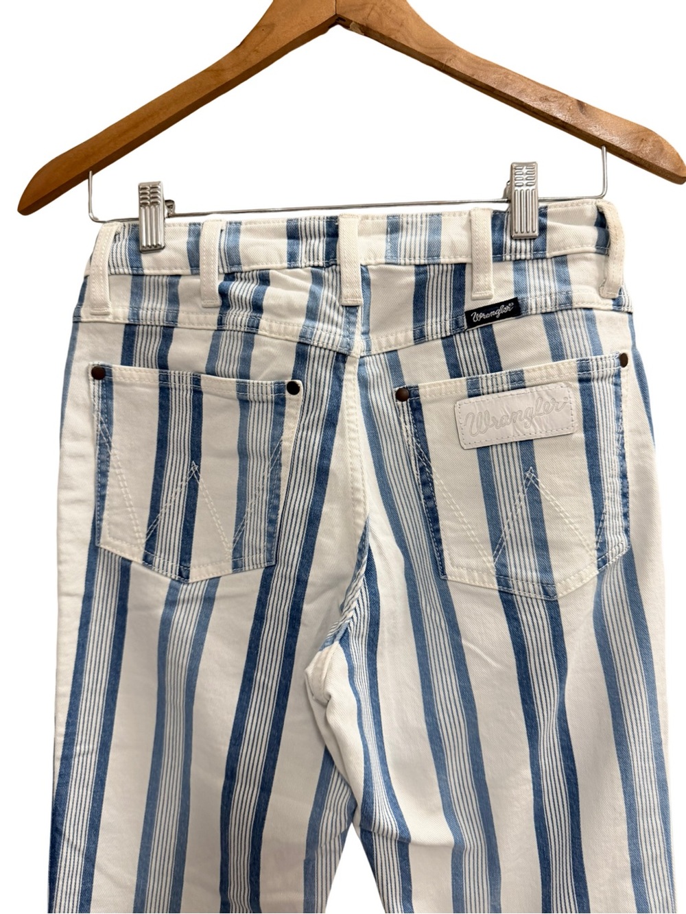 WRANGLER Blue Stripe Gabby Retro Bailey Flare Jean Size 26x34 - Picture 7 of 14